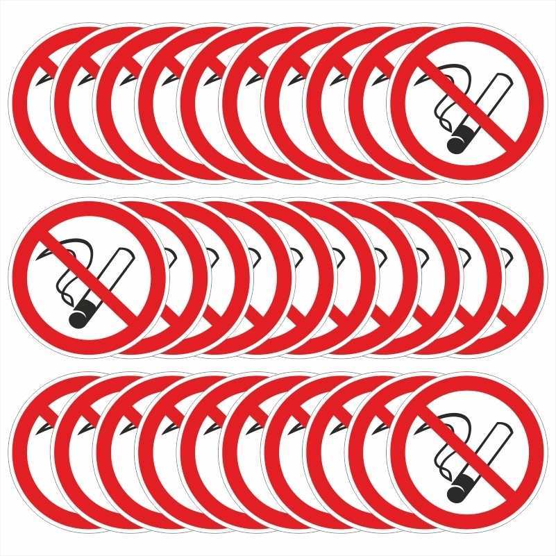 Знак-наклейка P01 "Запрещается Курить" 200х200 мм самоклеящийся виниловый на подложке 30 шт ПолиЦентр #1