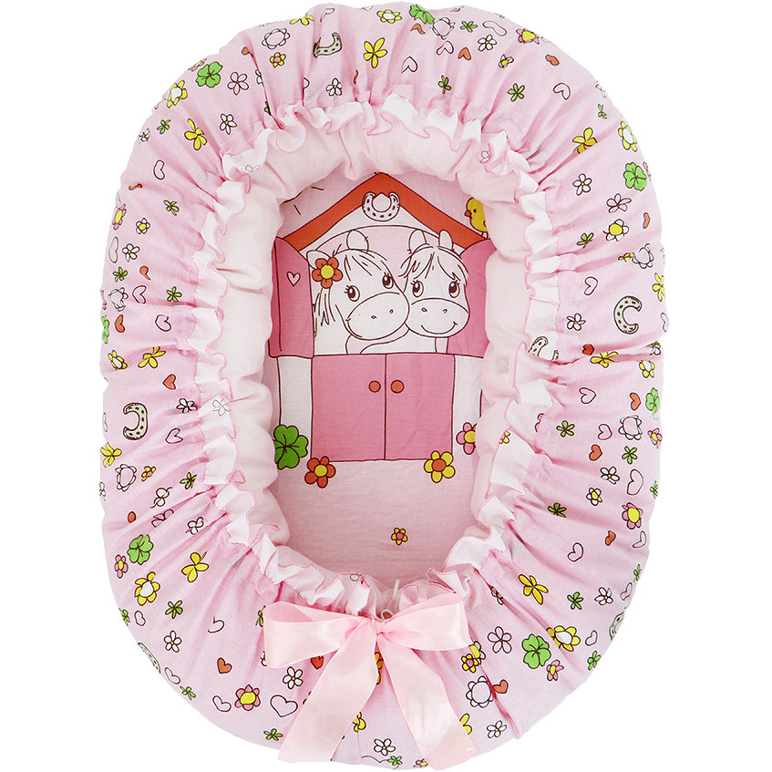 Кокон для новорожденного/подушка для беременных Золотой Гусь Лошадки 4 в 1 цвет розовый  #1