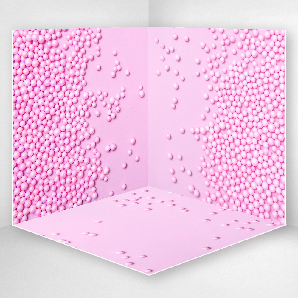 Фотофон 3D, 50x50x50 см, из фотопластика для предметной съемки, "Розовые шарики", серия "Художественные" #1