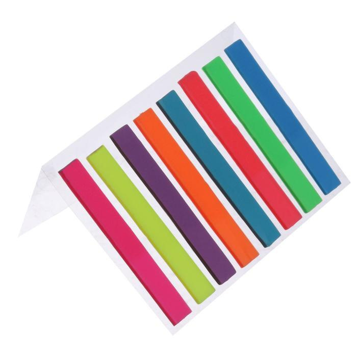 Блок-закладки с липким краем 6 мм х 48 мм, пластик, 20 листов, флуоресцентный, 8 цветов  #1