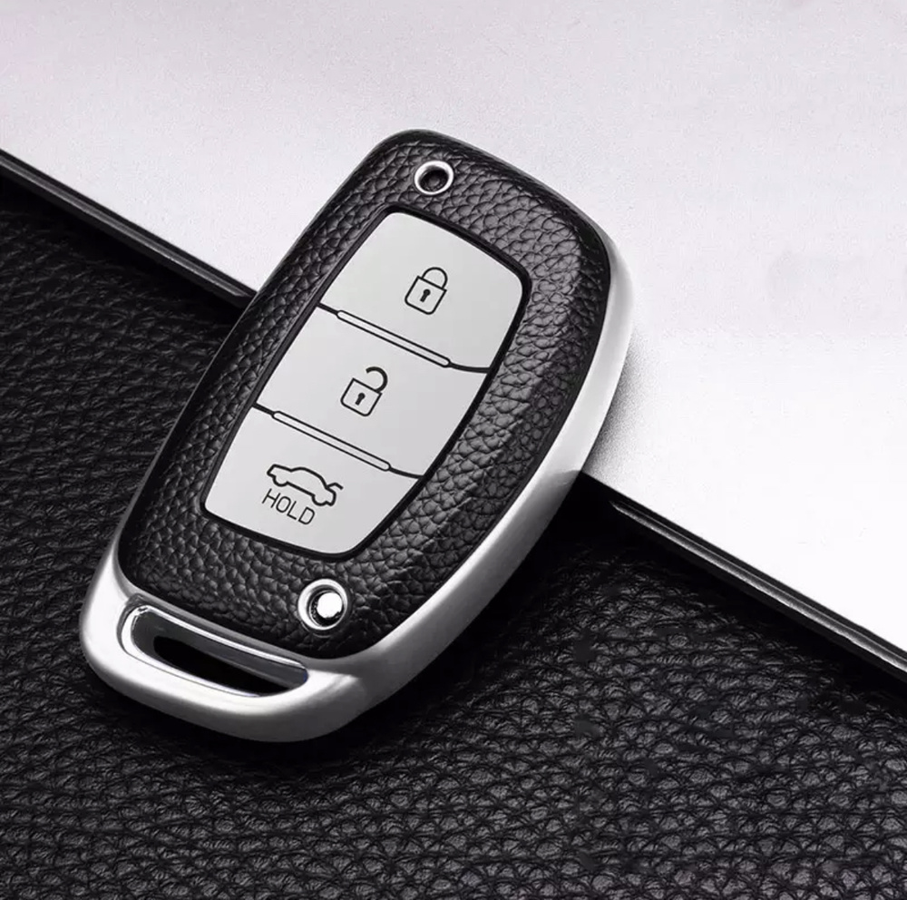 Чехол на не выкидной ключ Hyundai Creta / Хендай Крета TPU  Silver #1