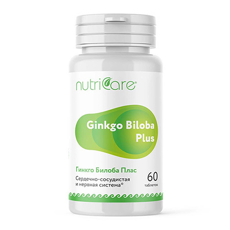Гинкго Билоба Плас (Ginkgo Biloba Plus), таблетки 60 шт. (Nutricare, США). Для мозга, памяти, концентрации, #1