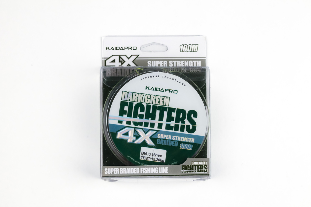 KAIDA Плетеный шнур FIGHTERS 4X dark green PX402-16 100м 0,16мм плетенка кайда  #1