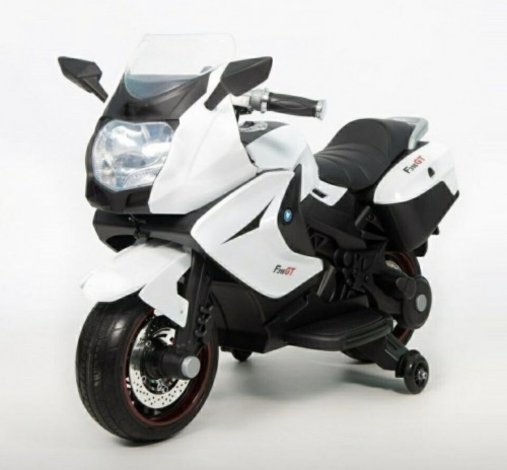 Электромотоцикл BMW 45384 аккумуляторный детский двухколесный со светом и звуком(белый)  #1