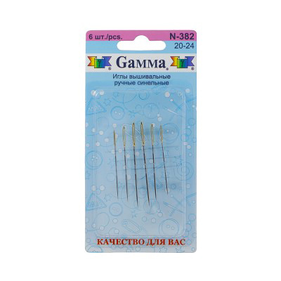 Иглы ручные "Gamma" N-382 синельные №20-24, 6 шт. #1