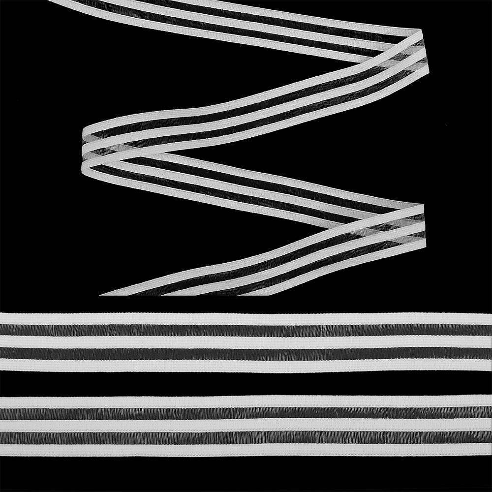 Резинка бельевая TBY с прозрачными вставками, Нейлон, 20 мм, цвет F101, белый, 30 м (RDT.20101)  #1