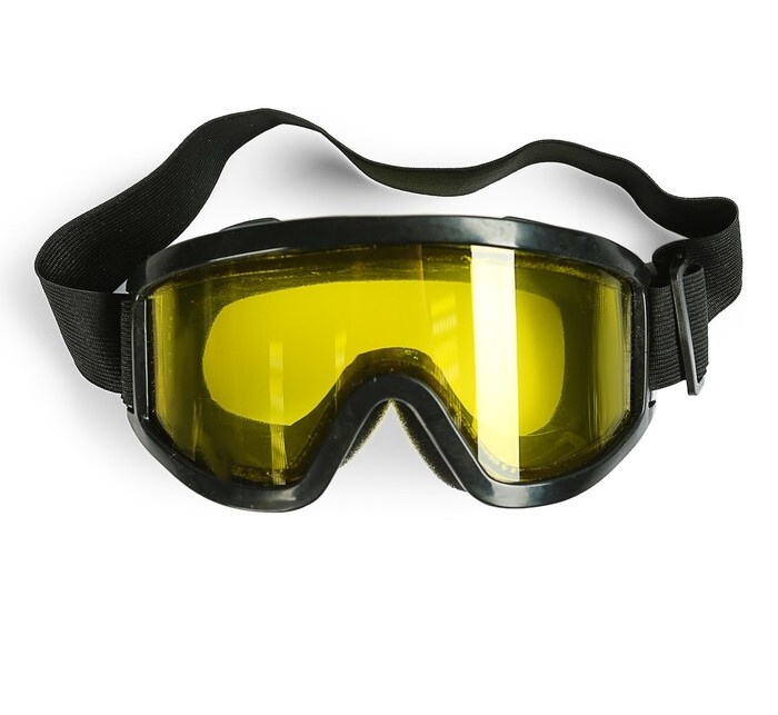 Очки-маска для езды на мототехнике, стекло двухслойное желтое, цвет черный  #1