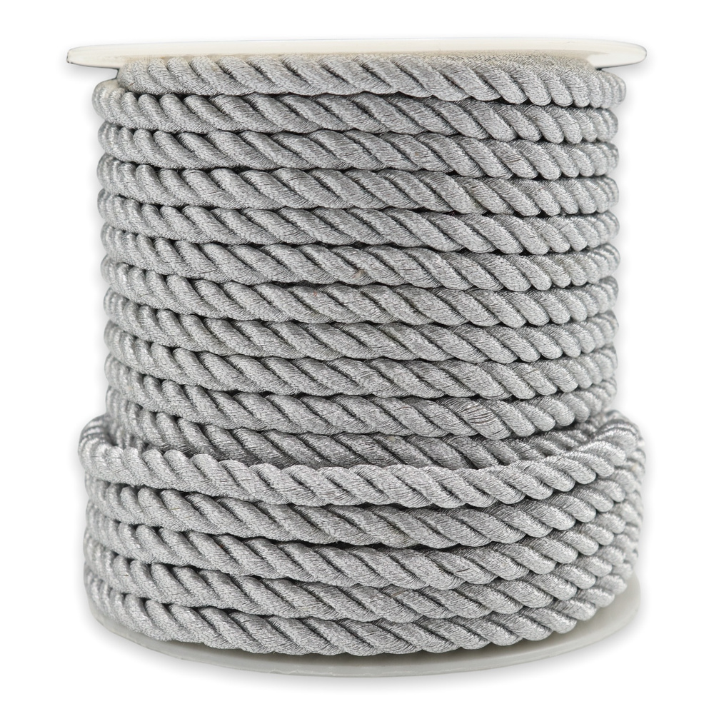 Шнур декоративный витой люрекс (для рукоделия) диаметр 5 мм х 19 м цв. Серебро  #1