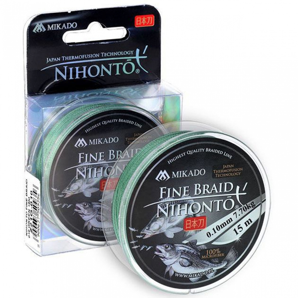 Плетеный шнур Mikado NIHONTO FINE BRAID диаметр 0.25 зеленый длина 15 м. разрывная нагрузка 20.90 кг. #1