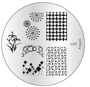 Konad, пластина (диск) для стемпинга M99 френч узоры абстракция  #1