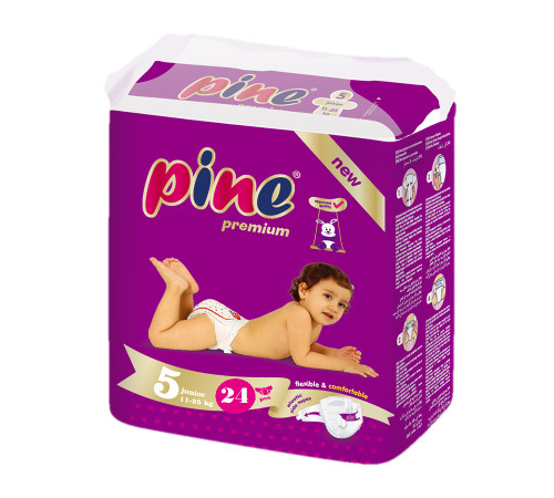 Подгузники Pine Premium 11-25кг 24 шт размер 5 / Подгузники для новорожденных Pine baby care / Подгузники #1