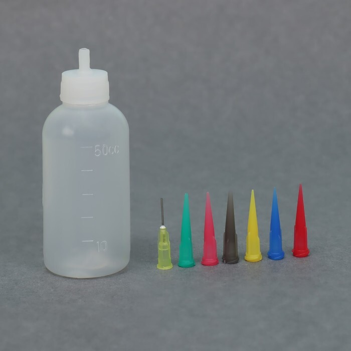 Бутылочка для нанесения краски, со шкалой деления, 50 мл, 7 насадок, цвет прозрачный  #1