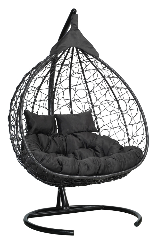 Подвесное двухместное кресло-кокон FISHT черный (черная подушка)  #1