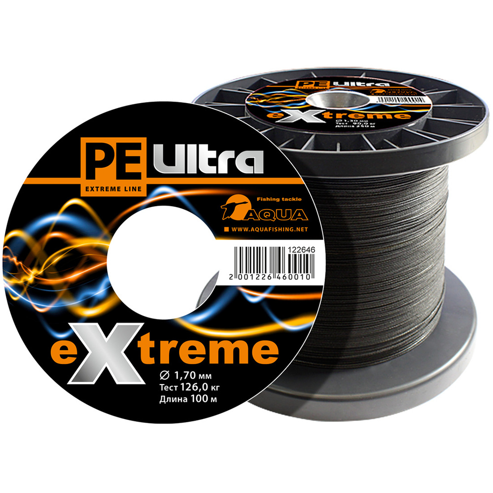 Плетеный шнур для рыбалки AQUA PE ULTRA EXTREME 1,70mm (цвет черный) 100m  #1