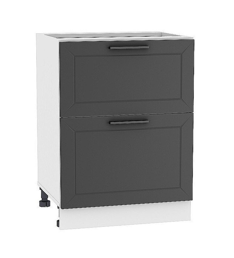 Шкаф кухонный напольный Полюс 60 см с 2-мя ящиками, МДФ Soft-touch темно-серый  #1