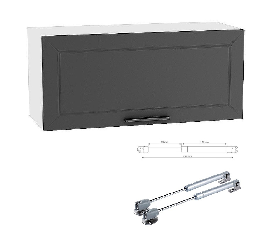Шкаф кухонный навесной горизонтальный Полюс 80 см, МДФ Soft-touch темно-серый  #1