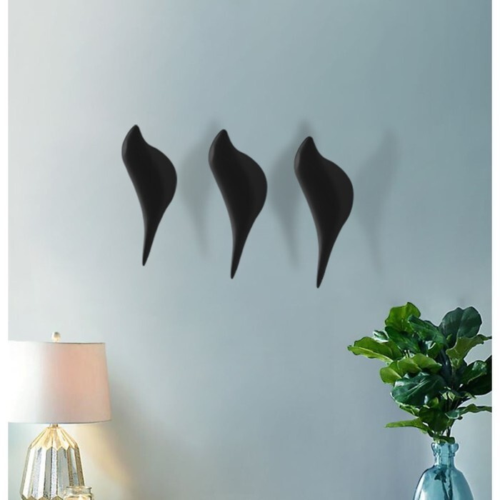 Декор настенный-вешалка "Птичка" 13 x 4 см, чёрный #1