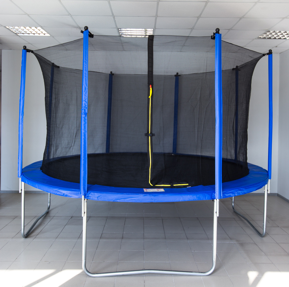 Детский каркасный батут для дома с защитной сеткой внутренней Trampoline 12 ft 366 см (Синий)  #1