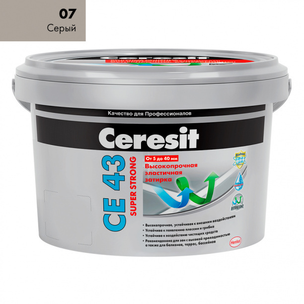 Затирка Ceresit CE 43 Super Strong 5-40 мм серый 2 кг #1