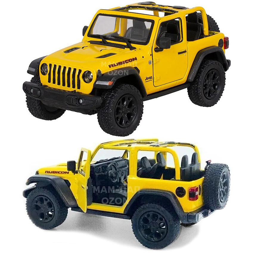 Машинка металлическая Kinsmart 1:34 2018 Jeep Wrangler Open Top KT5412DA инерционная, двери открываются #1