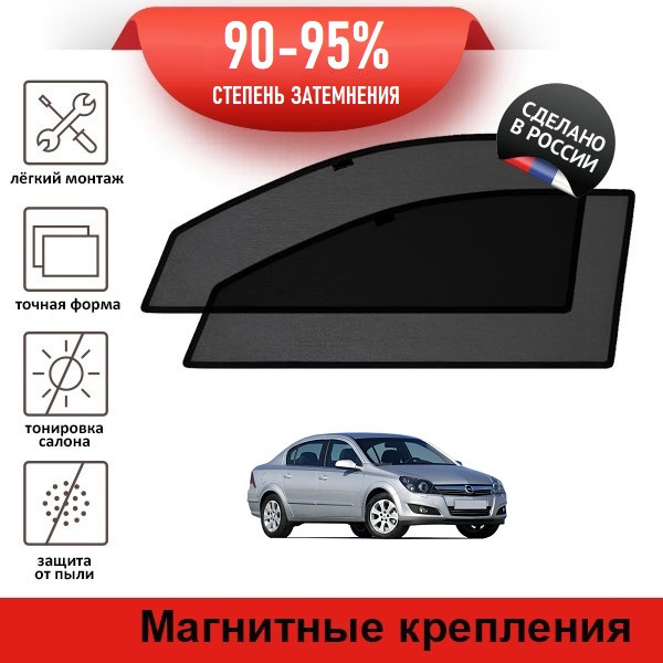 Каркасные шторки LATONIK PREMIUM на Opel Astra (H) (2006-2014) седан на передние двери на магнитах с #1