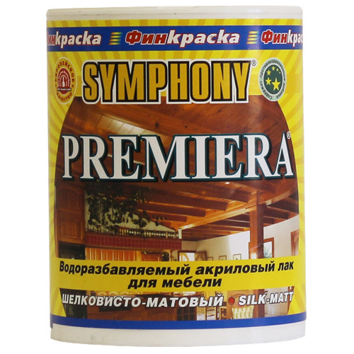 Лак для дерева мебельный без запаха Symphony Premiera шелковисто-матовый 0,9 л , Орех  #1