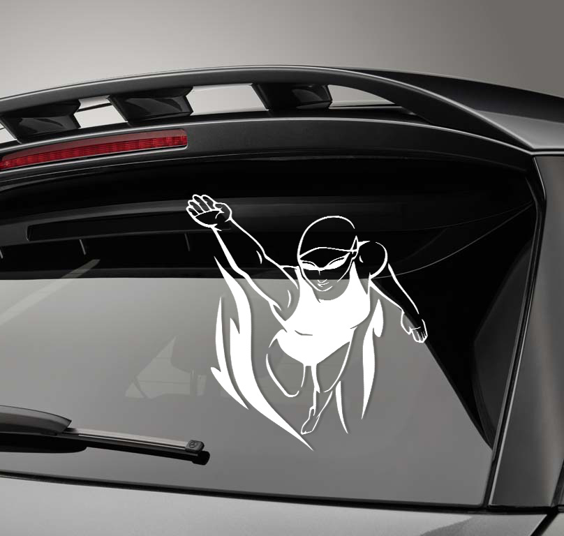 Автомобильная виниловая наклейка 20 см - Женщина пловец пловчиха, Стикер для окна авто  #1