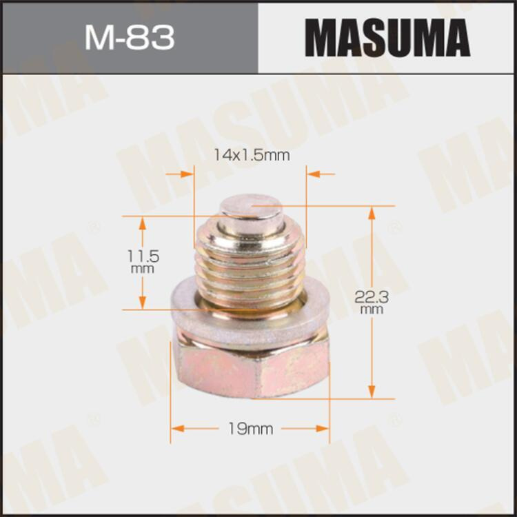 Болт маслосливной с магнитом "Masuma" (с шайбой) VAG 14x1.5mm #1