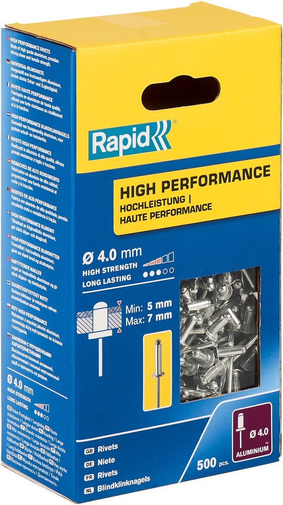 RAPID R:High-performance-rivet, 4.0 х 10 мм, 500 шт, алюминиевая высокопроизводительная заклепка (5001433) #1