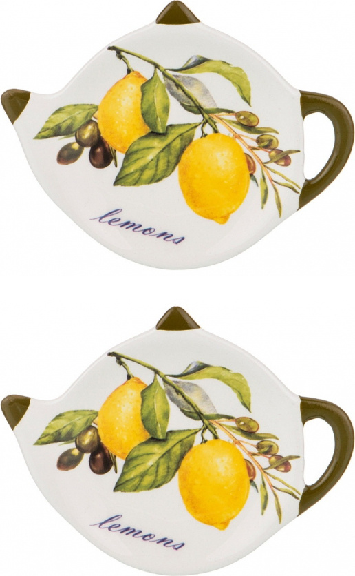 Подставка для чайных пакетиков Agness Лемон три керамика белая 125х20х90мм (комплект из 2 шт)  #1