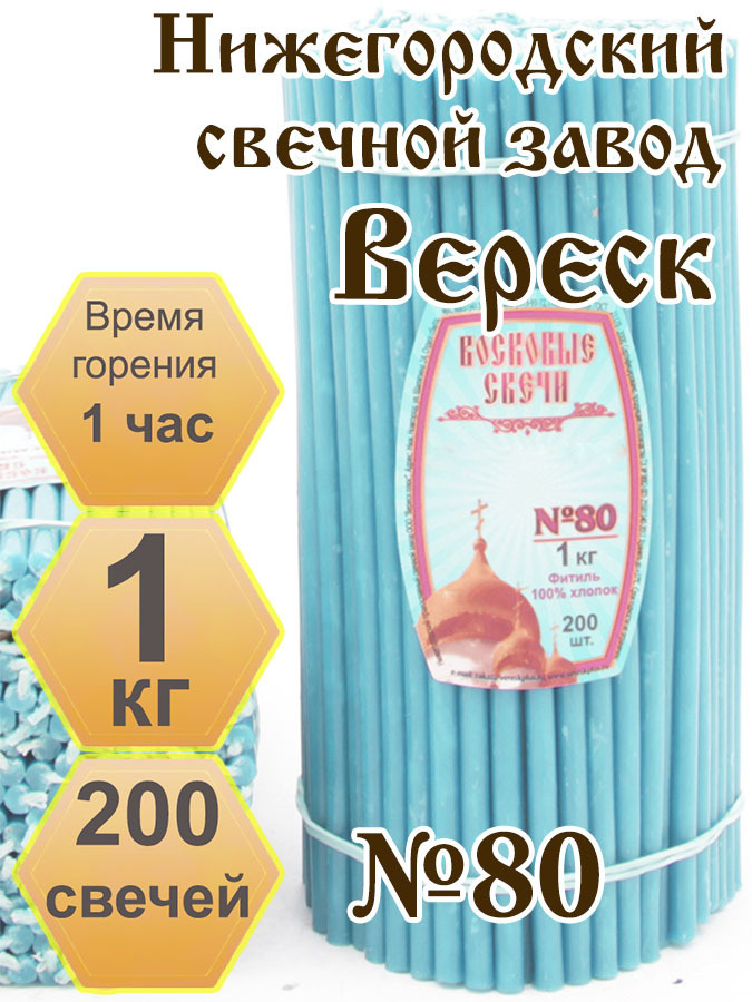 Нижегородские свечи Голубые - завод Вереск №80, 1 кг. Свечи восковые, церковные, цветные  #1