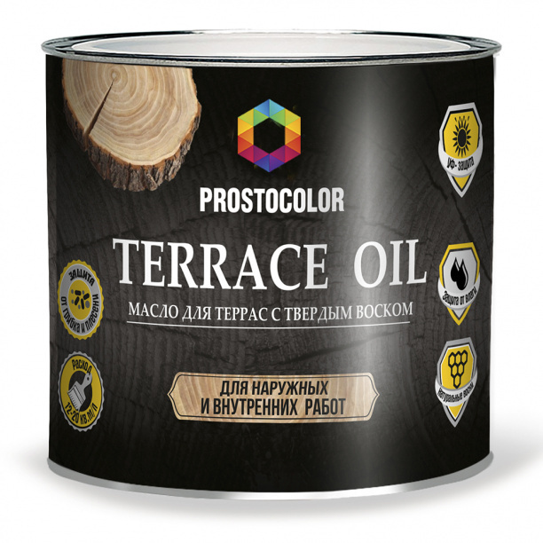 Масло для террас с твёрдым воском PROSTOCOLOR Terrace Oil 2,2 л белое  #1