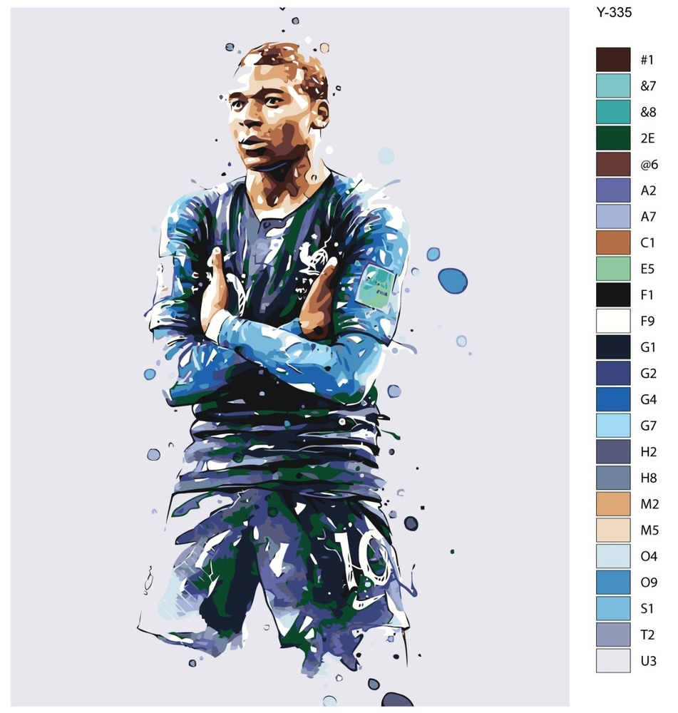 Картина по номерам Y-335 "Футболист Килиан Мбаппе. Национальная сборная Франции" 70x90  #1