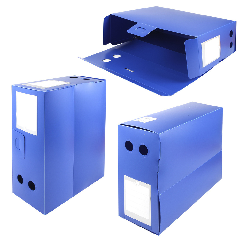 Короб архивный 330*240 мм, пластик, вырубная застежка, цвет синий KLERK BA120blue-216006  #1