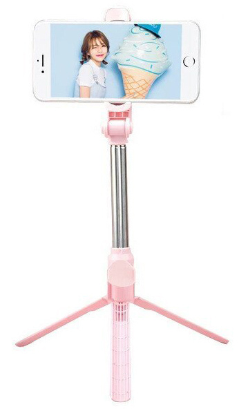 Монопод со штативом Selfie Stick Tripod Bluetooth XT-10 Pink #1