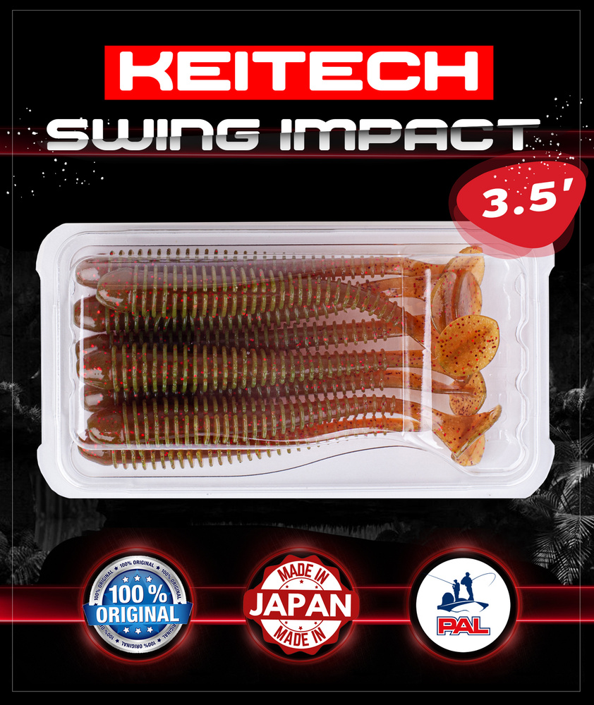 Приманка силиконовая Keitech Swing Impact 3.5" PAL #07 Motor Oil Red Flake 8 шт в упаковке  #1