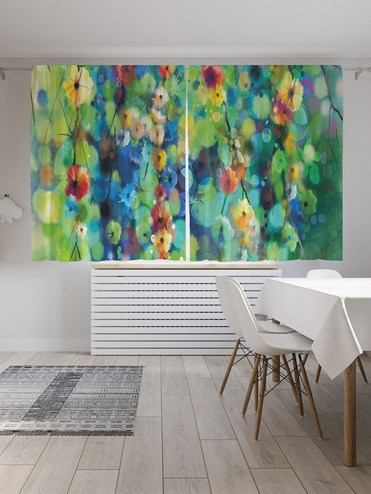 Фотошторы для кухни и спальни JoyArty "Цветочный портал", 2 полотна со шторной лентой шириной по 145 #1