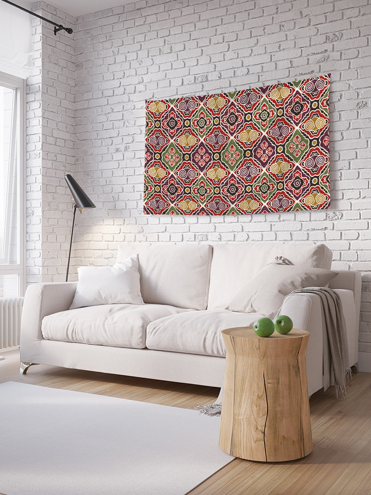 Горизонтальное фотопанно на стену JoyArty "Орнаменты в ромбах", из ткани, 100х150 см  #1