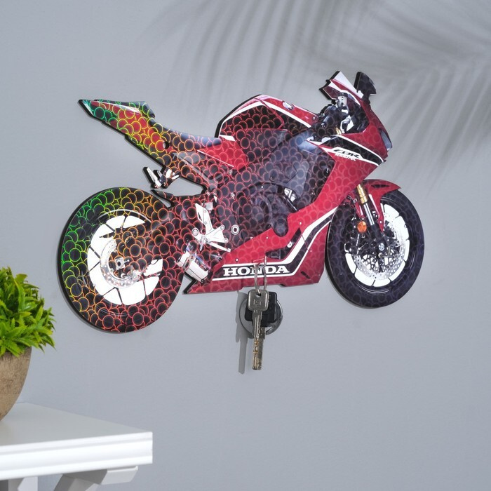 Ключница на стену Красный мотоцикл большой,40х22,5х0,5 см #1