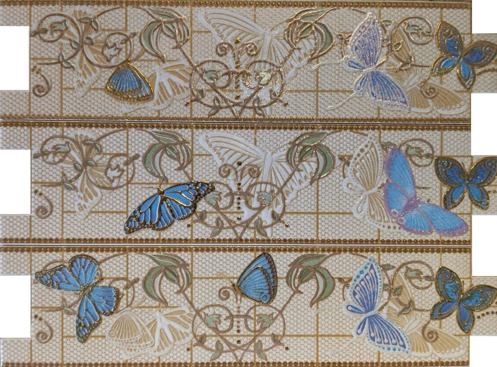 Бордюр керамический "Estilker"-6740 Бабочки 6,5х25, 1 шт #1