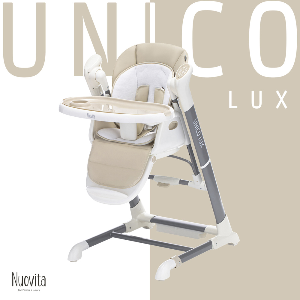 Детский стульчик для кормления 0+ Nuovita Unico Lux Bianco трансформер 3 в 1, стульчик шезлонг для кормления #1