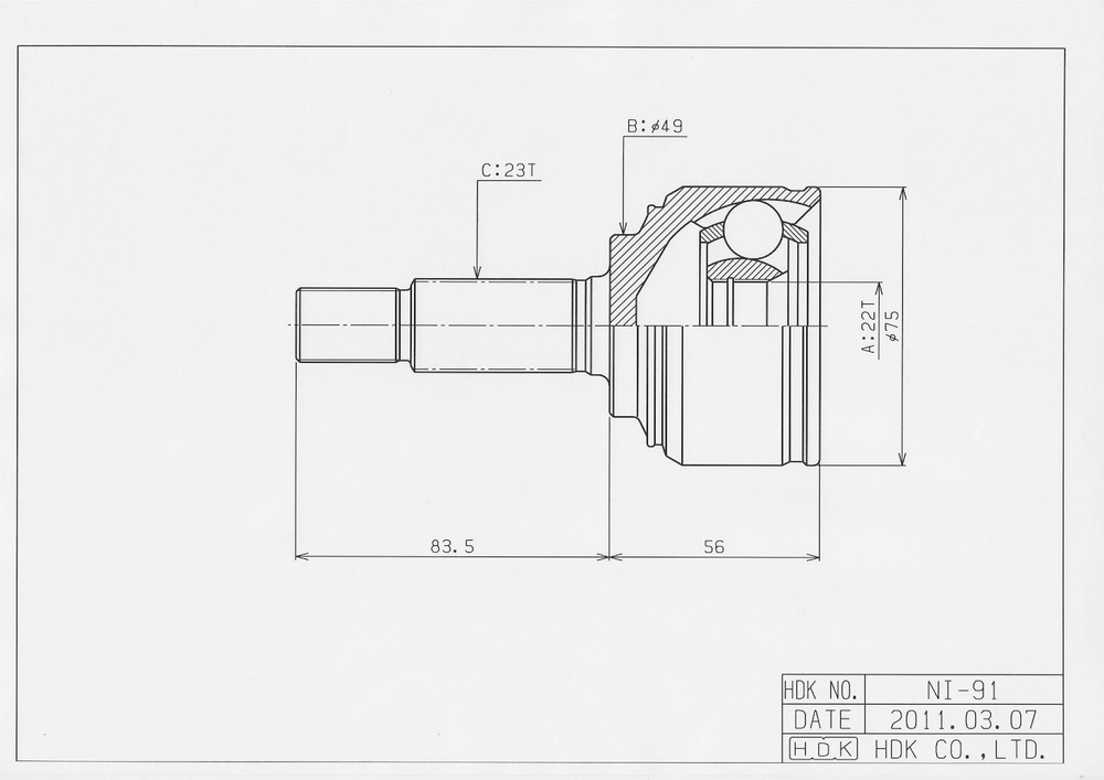 ШРУС наружный - hdk арт. NI091 - купить по выгодной цене в интернет ...
