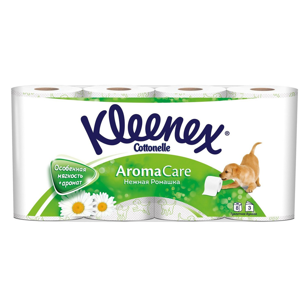 Туалетная бумага Kleenex Нежная ромашка, 3 слоя, 16 рулонов #1