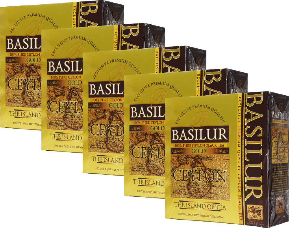 Чай черный Basilur Чайный остров Цейлон Gold в пакетиках 2 г 100 шт в упаковке, комплект: 5 упаковок #1