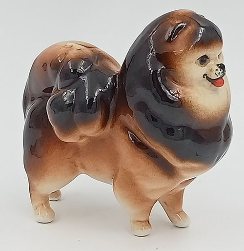 Фарфоровая статуэтка собаки Шпиц окрас темный  #1
