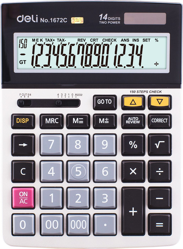 Калькулятор настольный Deli E1672C серебристый 14-разр. #1