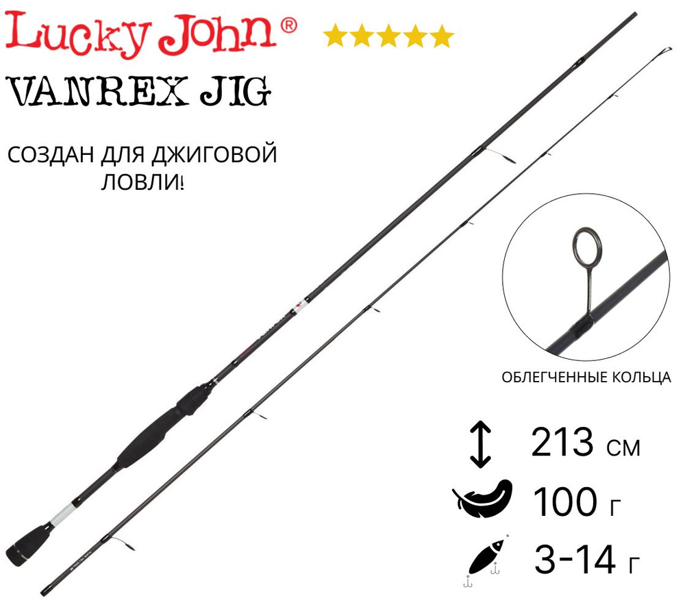 Спиннинг LUCKY JOHN Vanrex Jig 14 2.13 (213 см, 3-14 г, арт. LJVJ-702LF) #1