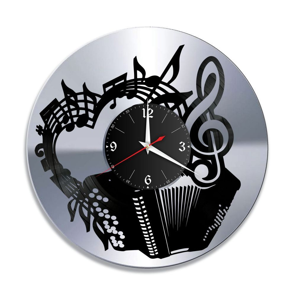 RedLaser Настенные часы "Музыка (Баян), серебро, из винила №22", 30 см  #1