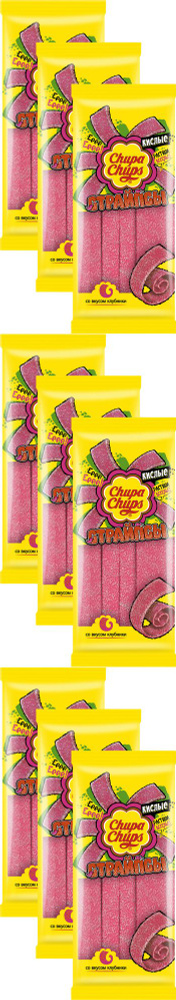 Мармелад Chupa Chups страйпсы со вкусом клубники, комплект: 9 упаковок по 120 г  #1