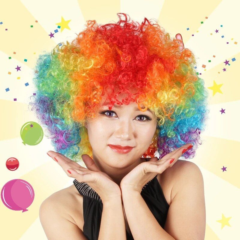 Карнавальный парик Клоун, кудрявый, разноцветный #1